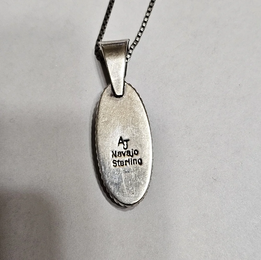 Silversmith Alvin Joe Sleeping Beauty Turquoise Pendant with Necklace 925 - Picture 2 of 2